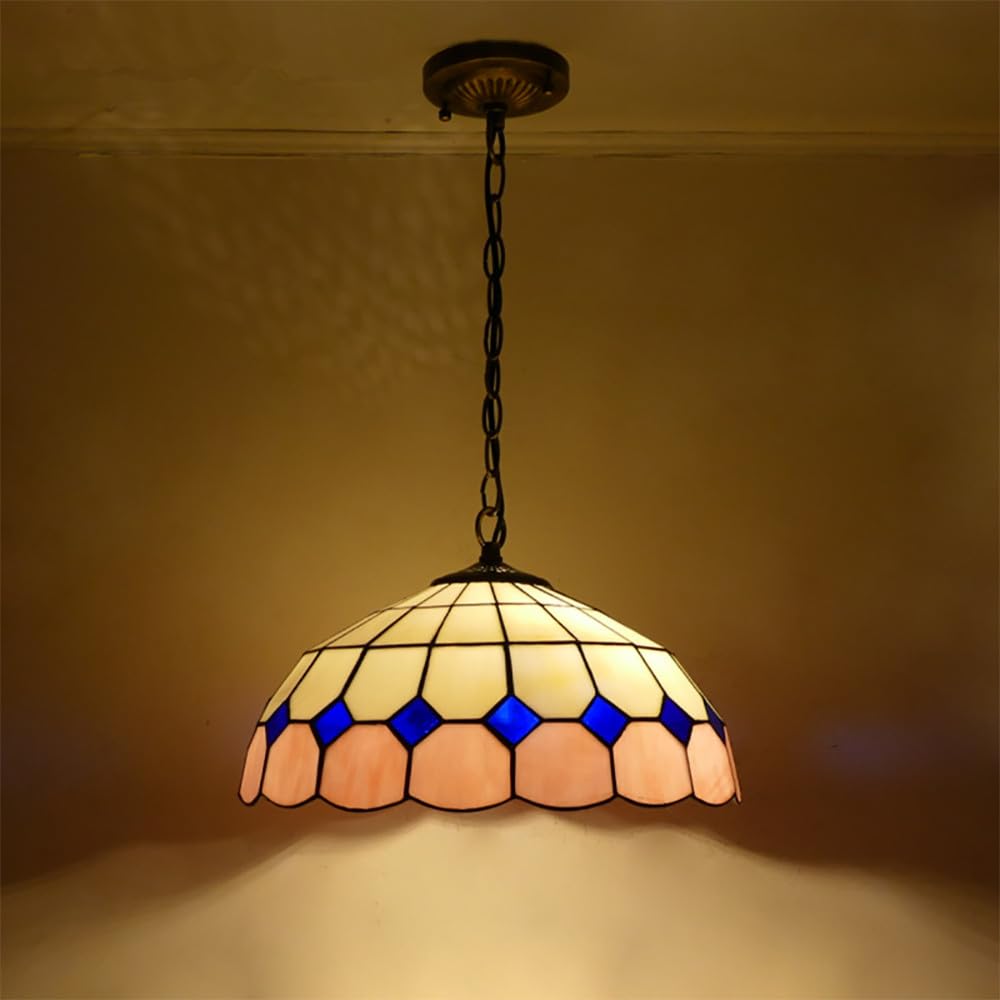SXWNBIFH Contemporary Chandelier Mediterranean Sea American Countryside Living Room Restaurant Bedroom Hotel Corridor Color Glass Pendant Lamp (D D40CM)