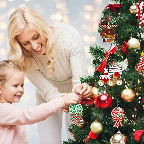 8 Pcs Christmas Tree Candy Ornaments Set Polymer Clay Ornaments Included Peppermint Lollipop Gingerbread House Candy Christmas Tree Candy Fake Candy Cane Hanging Decor For Xmas Tree Decor For Home #TOP6