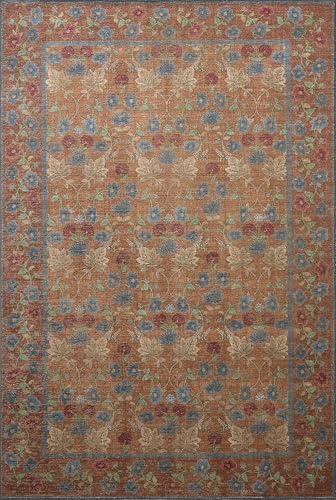 Image of Loloi Rifle Paper Co Edinburgh Cinnamon /Multi 10'-0 inch x 14'-0 inch Area Rug | EDN-02 Printed Approx. 10x14 Brown Living room Dining room Bedroom, Rustic, Elegant, Muted, Refined, Area Rug