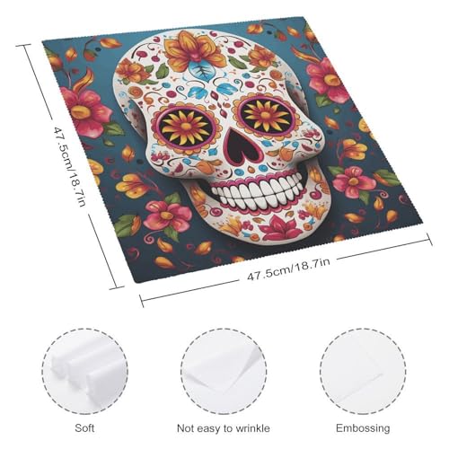 Servilletas de tela coloridas con diseño calavera azúcar, pack 4 miniatura 2