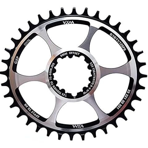 YBEKI Fahrrad-Kettenblatt 32T 34T 36T Offset 3mm 6mm Oval Fahrrad Kettenblätter GXP Ritzel Cover