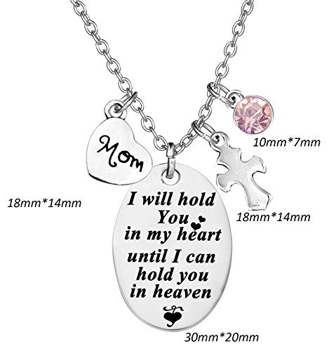 Memorial Necklace,I Will Hold You In My Heart Until I Can Hold You In Heaven Pendant Jewelry In Memory of Mom,Dad,Aunt,Uncle,Grandma,Grandpa,Daughter,Son,Sister2