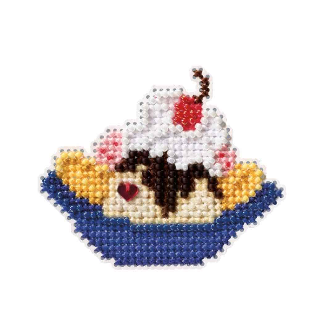 Banana Split Beaded Counted Cross Stitch Ornament Kit Mill Hill 2009 Spring Bouquet MH18-9105