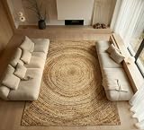 Thedecofactory Tapis en Jute tressé Main Motif Rond Naturel 160x230