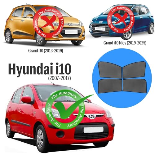 Image of AutoStory Custom Fit Non-Magnetic Cotton Mesh Car Sunshade for i10 2007-2017 | UV & Heat Protection Car Window Curtains | Privacy Car Sun Shade | Breathable Vehicle Specific Side Window Shades