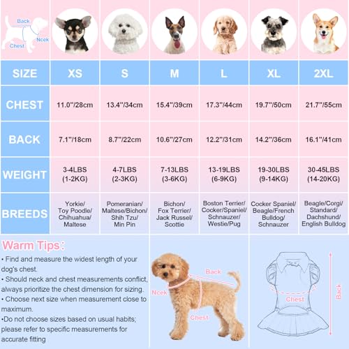 Topkins Hundekleid, Hundesportkleider für kleine mittelgroße Hunde Mädchen, Hundesommerkleid, Hunde-Reverskleid, Hundehochzeitskleid, Hundegeburtstagskleid mit Faltensaum für Frühling, Sommer, Herbst