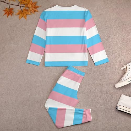 Transgender FlagChildren's Pajama Set Round Neck Long Sleeve Top + Pants Two-piece Set120CM3
