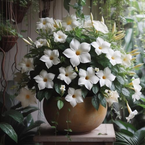 Image of 100+ SEEDS- All Seasons Growing Mix Mandevilla Flower Seeds For Planting- 5 in 1 Pack