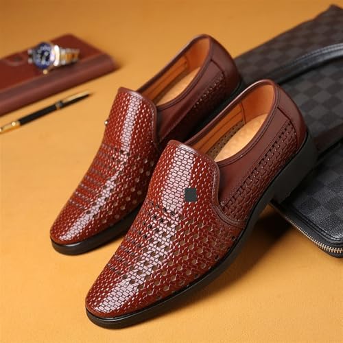 Dress Shoes for Men Men's Patent Leather Casual Loafers Breathable Non-Slip Driving Shoes in Black, Plus2