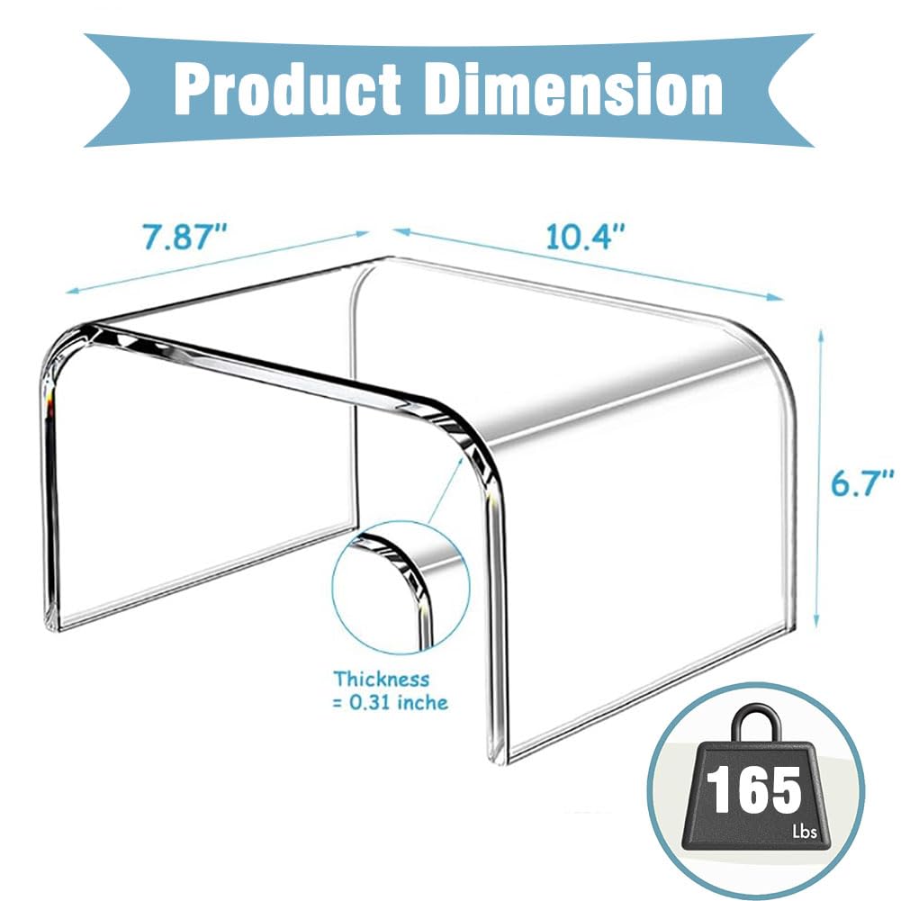 Kinder-Tritthocker, 17 cm, Tmoice Acryl, transparent, Toilettenbank, Hocker, Badezimmer-Fußhocker, Gewichtsbelastung 75 kg, geeignet für Schlafzimmer, Flur, Küche und Badezimmer