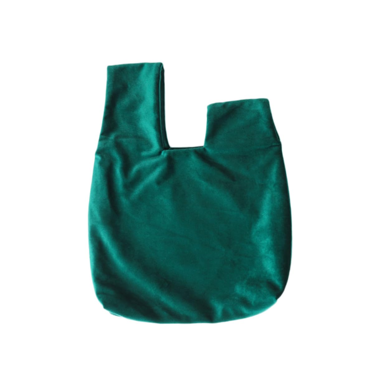 Healeved Japanese Style Retro Flannel Knot Handbag Solid Color Wrist Storage Pouch for Cosmetics Snacks and Coins Dark Green for Work Travel and Daily Use