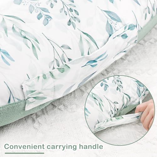 Image of Newborn Lounger Cover, Soft Comfortable Baby Lounger Cover, 1 Pack Reversible Removable Slipover for Infant Lounger Pillow, Green Leaf (Lounger not Included)