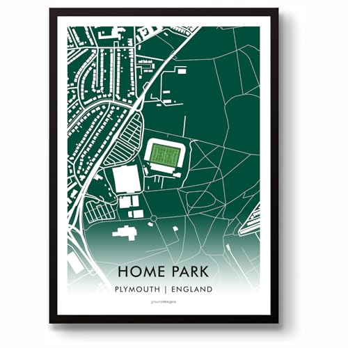 Lámina del estadio Home Park de Plymouth Argyle, cuadro de fútbol en formato A3 PAFC