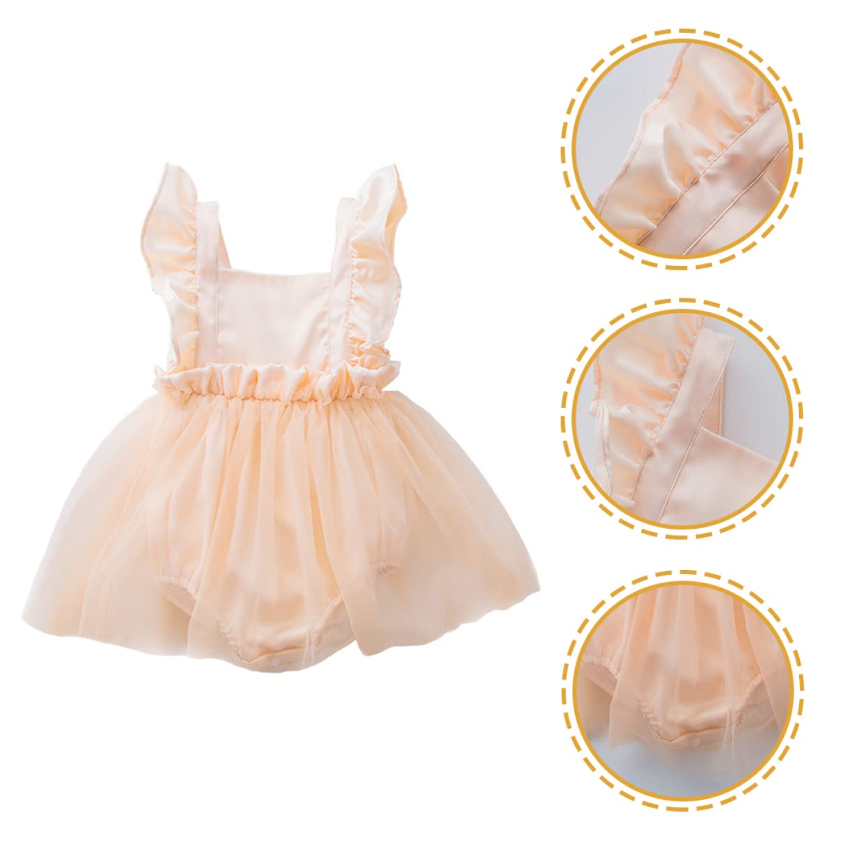 ibasenice 3 Uds Vestido Mameluco Con Manga Voladora Ropa Para Bebé Niña Ropa Para Niñas Pequeñas Vestidos Tutú Para Niñas Trajes De Fotografía Para Recién Nacidos Niña Blanca Versión