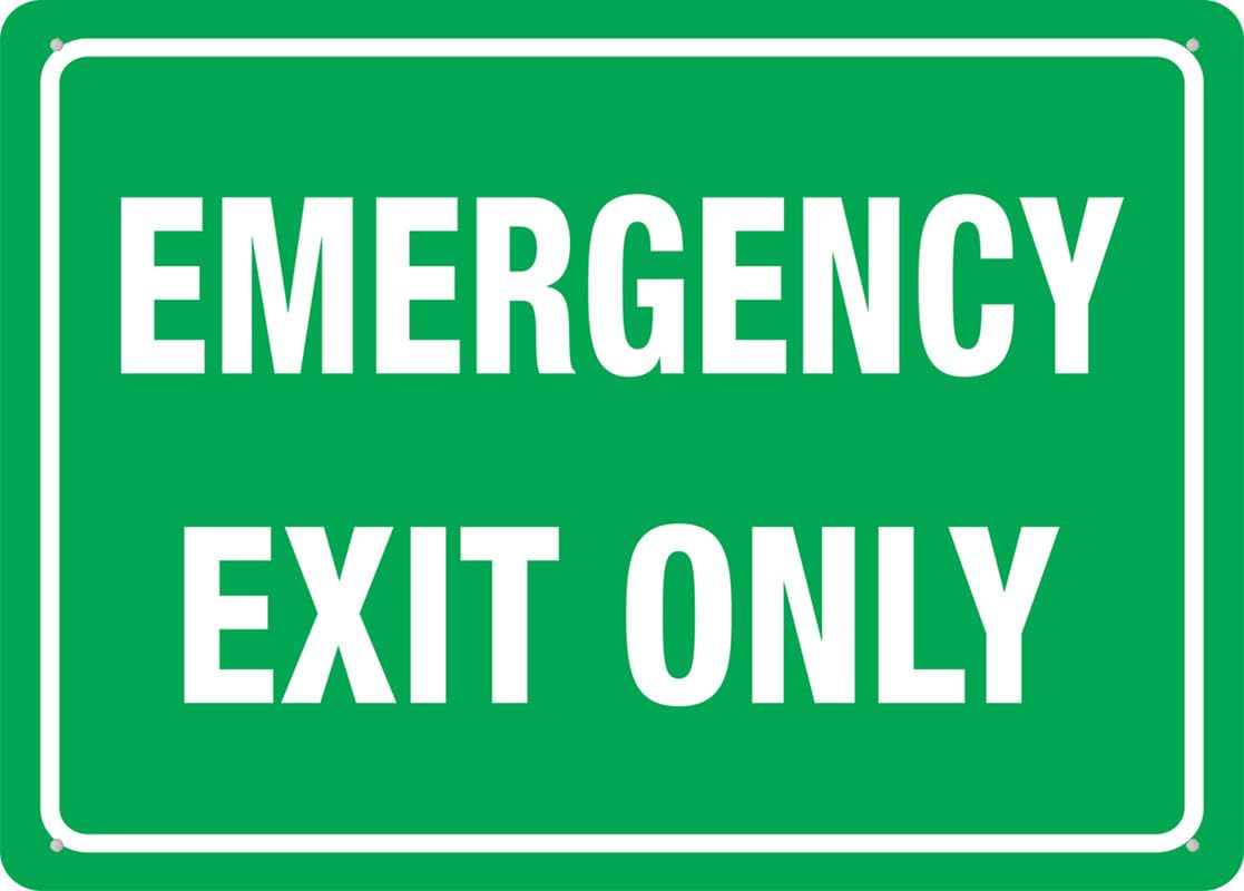 Emergency Exit Only Sign 12"x8" Rustproof Aluminum, Multicolor