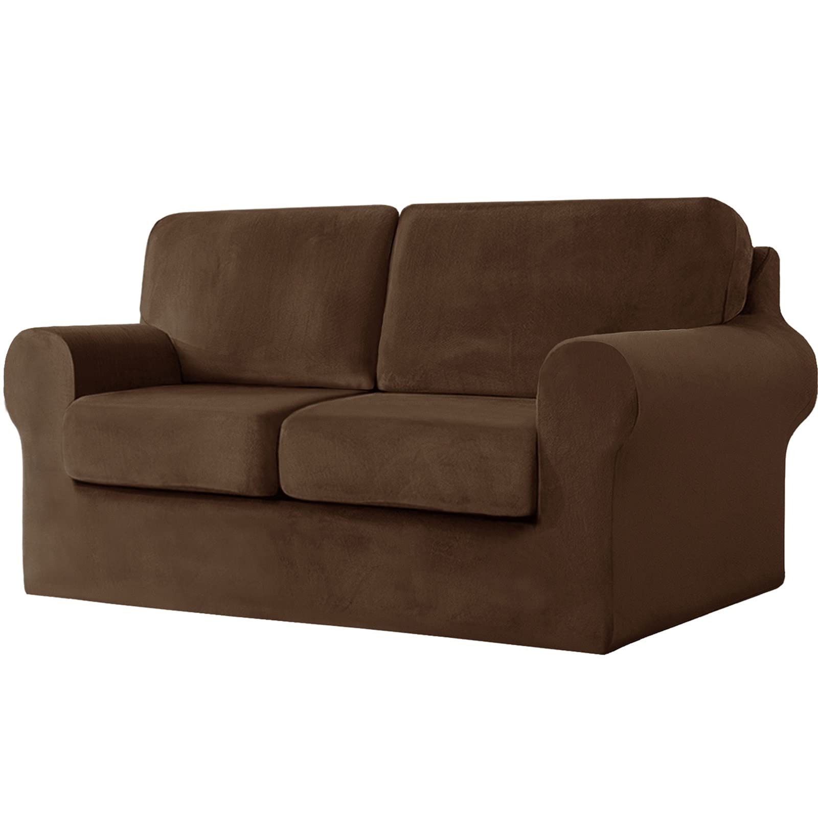MINGPINHUIUS Sofa Cover 2 Seater 5 Piece Set - Super Soft Thick Stretch Velvet Sofa Slipcovers Sofa Protector Cover with Separate 2 Backrest Cover and 2 Seat Cushion Cover for Living Room