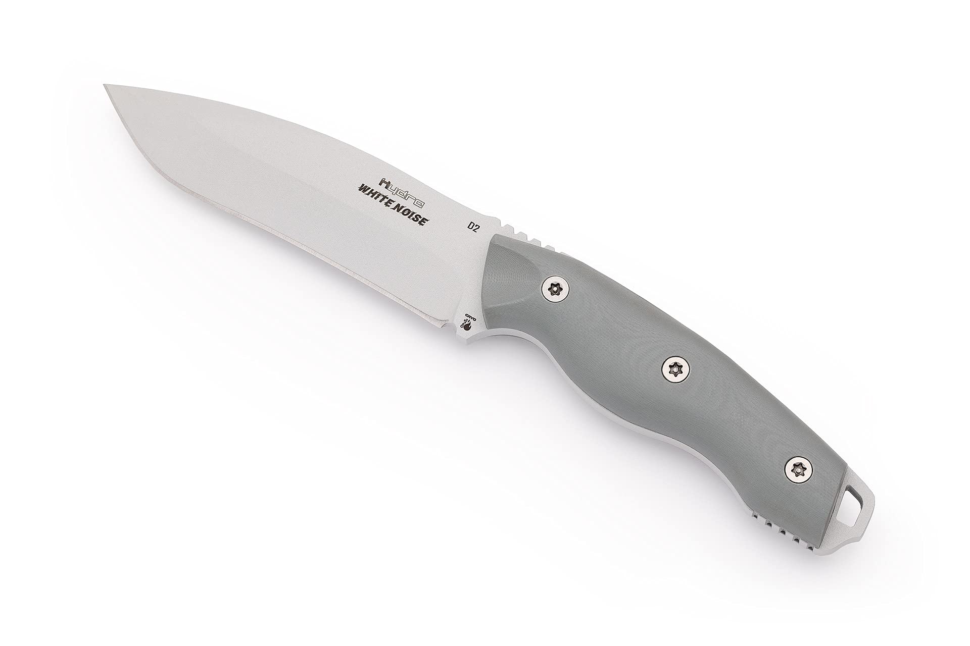Hydra WHITE NOISE survival knife with 130mm blade Böhler K110 (D2), grey G10 handle, includes kydex sheath