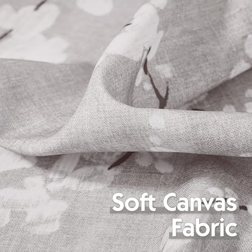 Image of FMFUNCTEX Valance Curtains for Kitchen Window Living Room 15 inch White Blossom Print Short Valance for Bathroom Floral Window Treatment Set 54 inchW Tan Rod Pocket 1 Panel