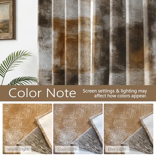 Image of Asuexpect Abstract Curtains for Living Room 2 Panels Abstract Rust Curtain Room Darkening Grommet Window Drapes Modern Decorative Window Treatments for Bedroom, 52x63 Inches, Tan