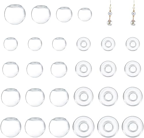 PH PandaHall 200 mini globos de cristal, 4 tamaños, botella de bola de vidrio con diseño de planeta UV, para manualidades, colgantes transparentes