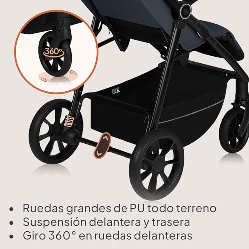 Miniatura 4 de Lionelo Iva Silla Paseo Ligera Hasta 22 Kg De 6 M A 4 Años Ruedas Giratorias 360 Suspensión Total Ajuste Del Manillar Respaldo Y Reposapiés Y Capota Xxl Upf50 Tejido Premium