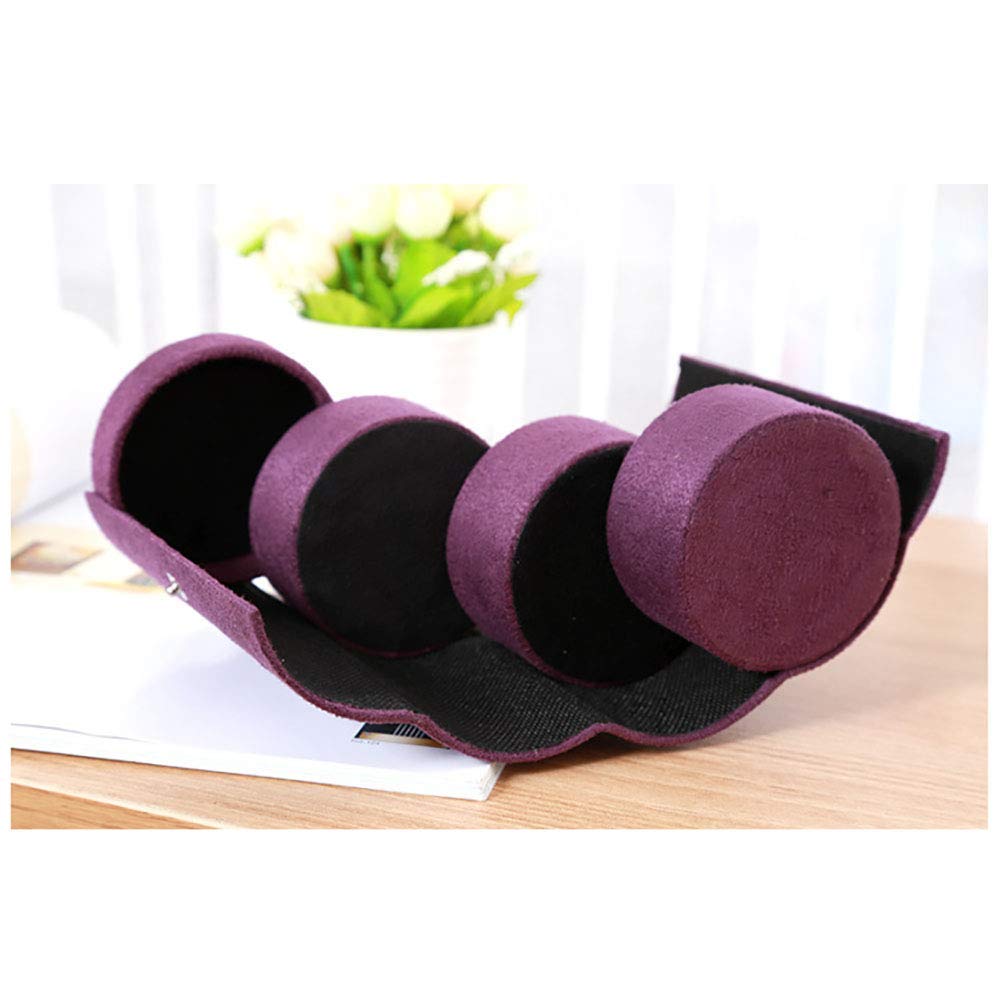 Joyero para mujer con compartimentos de 3 niveles, mini joyero enrollable de viaje, estuche R, soporte para accesorios Stor (púrpura) vision