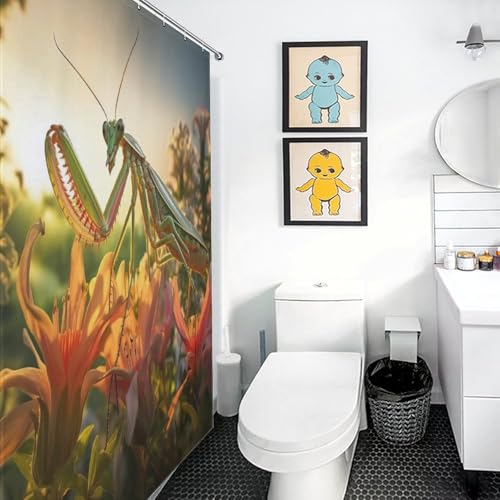 Rideau de douche Praying MFourmiis en polyester imperméable 183x183cm avec 12 crochets