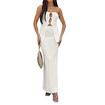 Amazon.com: Women Y2k 2 Piece Maxi Skirt Set Sexy Sleeveless