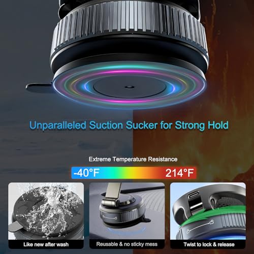 Image of for Magsafe Car Mount Charger, Vacuum Magnetic Car Phone Holder | 15W Fast Wireless Charging, 120LBS Suction, 3000gf N55 Magnetic Force, 360 Base & Dual Axis Adjustable Car Accessories
