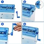 JIKIOU Mini Hand Shredder Portable Paper Shredder Manual Shredder Documents Paper Cutting Tool Home Office Desktop Stationery Christmas Birthday Gift Blue - Image 4