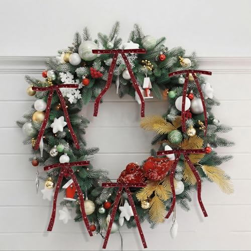 Image of 24 PCS Velvet Bows Christmas Ornaments Decorations, Sparkly Glittery Burgundy Velvet Bows Ornaments for Christmas Tree, Unique Elegant Xmas Home Holiday Decor for Tree Mantle Wreath Gift Wrap