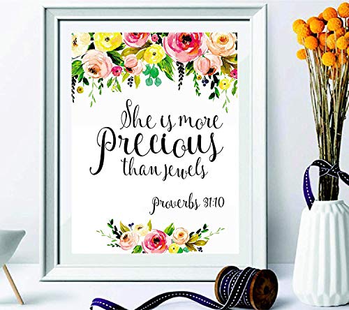 signatives She is More Precious Than Jewels - Baby Girl Nursery Wall Art - Girl Nursery Wall dÃ©cor - Floral Housewarming Gift - Nursery Wall Art - Kids Wall dÃ©cor - Nursery Decor