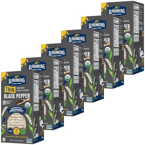 Lundberg Regenerative Organic Brown Rice Cakes – Cracked Pepper, 6-pack