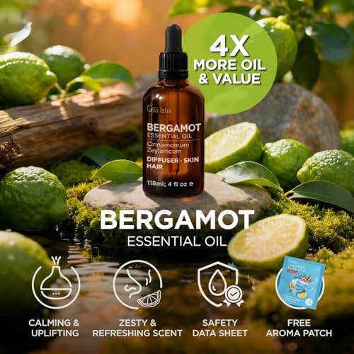 Image of 100% Pure Bergamot Essential Oil for Skin & Diffuser - 4 Fl Oz