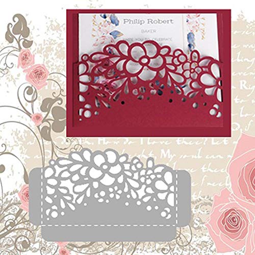 CA0boluoC - Troqueles de corte con forma de flor hueca para manualidades, álbumes de recortes, tarjetas, caja de regalo, decoración de estarcido, metal plateado
