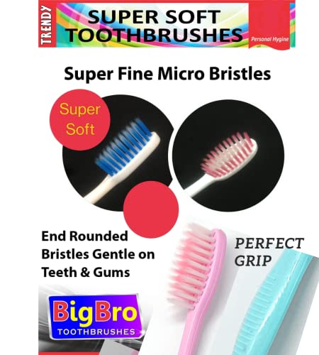 Image of Bigbro Toothbrush Super Soft Bristle with Cap and Dental Floss Adult Toothbrushes for Men and Women(Pack of 8 Toothbrushes with Protection Cap and 8 Dental Floss in a Jar)