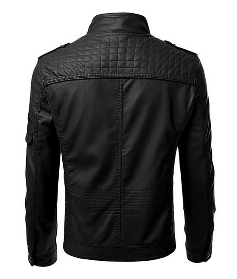 Mens Genuine Black Leather Biker Jacket Cafe Racer Vintage Real Motorcycle Leather Jacket For Men3