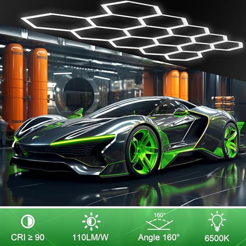 Plafonnier LED hexagonal garage super lumineux 81 tubes - 3
