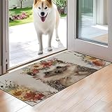 VODRM Cute Hedgehog Indoor Door Mat,Cuddly Pastel Floor Doormat,17x29.5in,Non Woven Non Slip Rubber Backing Animal Floral Crown Rug for Porch Insider,Bedroom,Kitchen,Doormats Gifts,Rv Camper Decor
