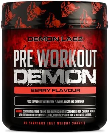 Pre Workout Demon (gusto frutti di bosco) - Integratore pre workout potente con Creatina, Caffeina, Beta-Alanina e Glutammina (360g)