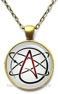 Atheist Symbol Necklace,Atheist Pendant Necklace,Atheist Gift,Atheism,Science Jewelry,Atheist, Mens Necklace.F212