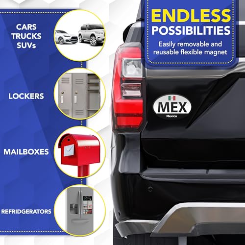 Image of Magnet Me Up MEX Mexico Euro Car Magnet - 4x6 Inch Oval Magnetic Decal for Cars, Trucks & SUV, Weatherproof Full-Color UV Printed, Vinyl Magnet Accessories for Fridge and Locker, Made in The USA