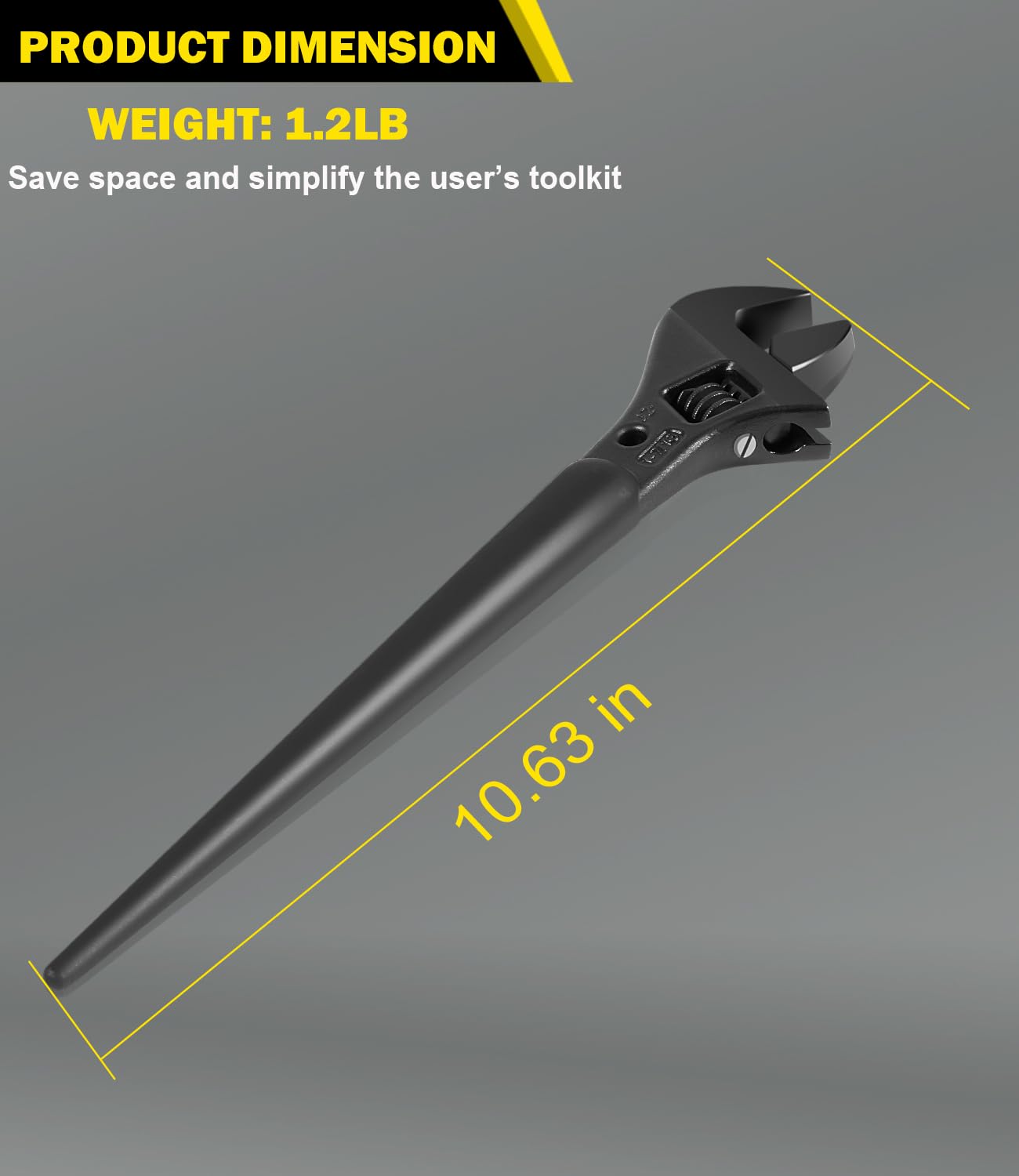 3277 Llave ajustable extra ancha, llave de espiga con agujero de sujeción para tuercas y pernos de hasta 1-7/16 pulgadas, 10 pulgadas