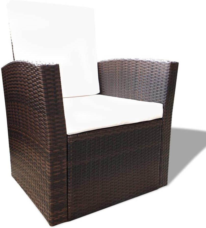 4 Piece Garden Lounge Set with Sofa and Armchairs, Durable Powder-Coated Steel Frame and Synthetic Poly Rattan, Brown and Cream White Outdoor Patio Furniture for Relaxation