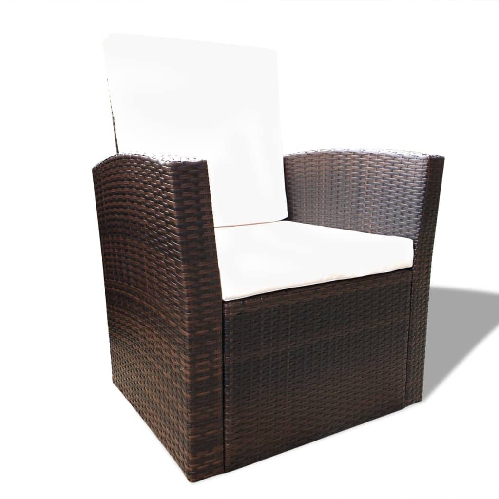 Set Muebles de jardín 4 Piezas y Cojines ratán sintético marrón