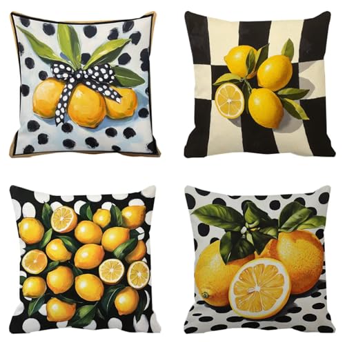 Coussin de jardin imperméable 45x45 noir blanc et orange chic - 2