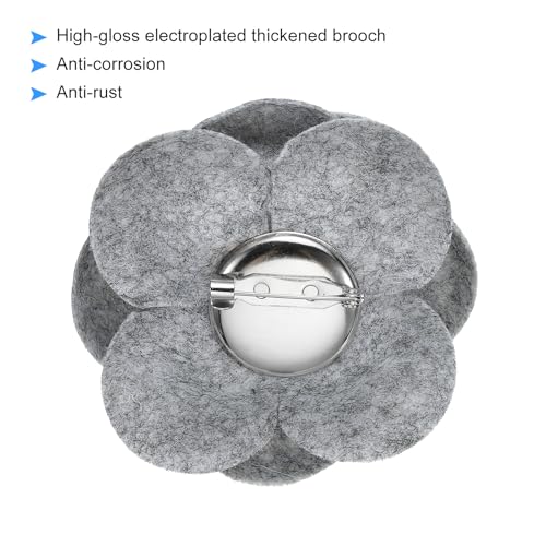 Image of PATIKIL Camellia Fabric Pin, 2 Pcs Flower Brooch Artificial Flowers Brooches for Women Girls Cloth Wedding Party Decor Accessories Jewelry Gift, White