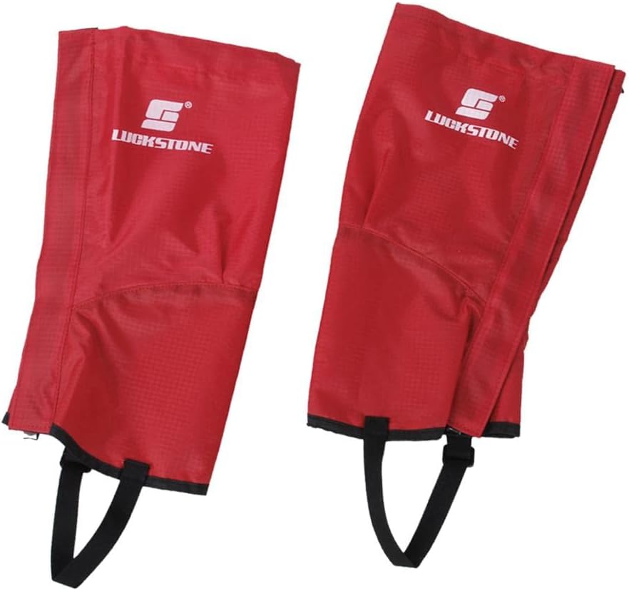 Leg Gaiter Covers for Men and Women, Outdoor Walking Shoe Gaiters with Breathable Nylon Material - Keep Dry and Warm While Hiking, Climbing, and Trekking - Red, L