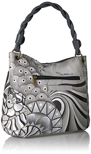 Anna by Anuschka Women's Leather Medium Slim Shoulder Bag, Hand Painted Original Artwork2