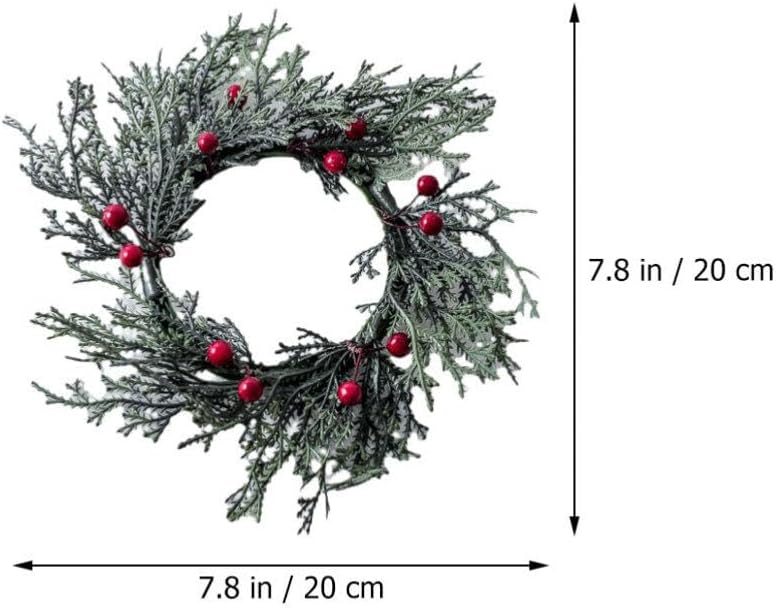ABOOFAN 4pcs Christmas Candle Rings Wreath Holly Leaves Red Berry Wreath Candle Holder Mini Wreaths for Pillar Kitchen Cabinet Christmas Window Home Table Centerpiece